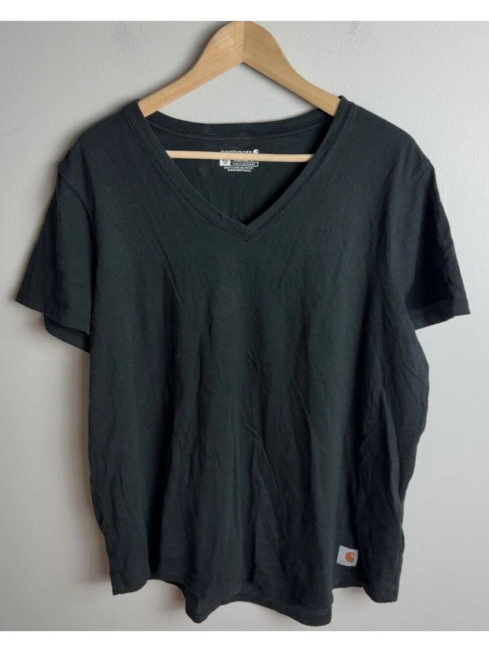 Carhartt Black V-Neck T-Shirt Relaxed Fit Cotton Blend 104406 Size XXL Women’s